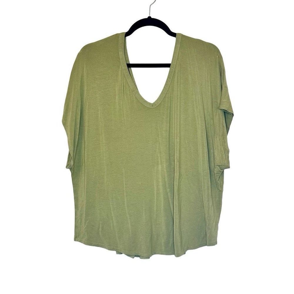Missguided V-Neck Pullover Dolman Sleeves Loose Fit Green Blouse Top Size 14